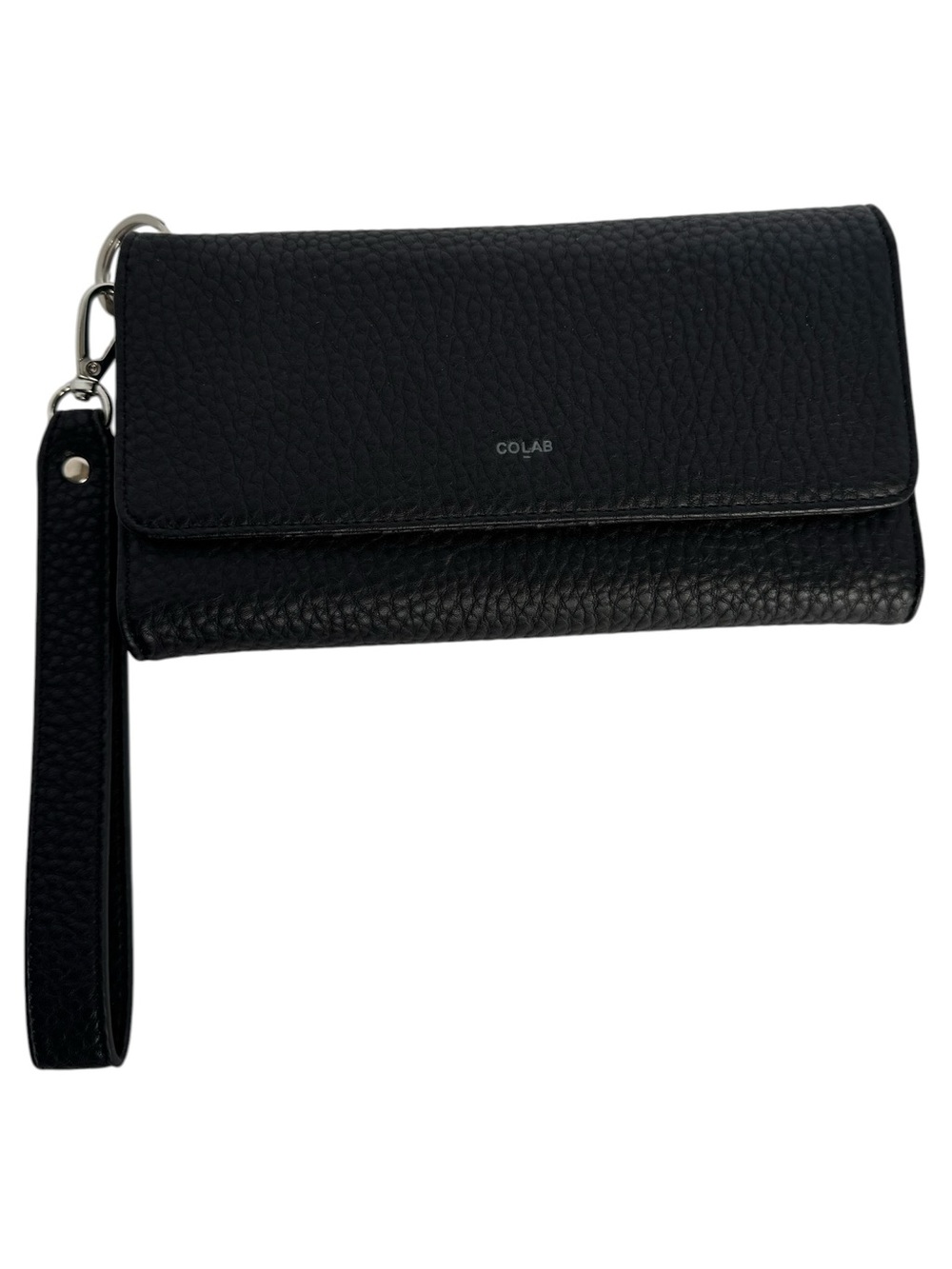 Colab Faux Leather Wallet Wristlet Large Black Vegan Card Organizer Travel NWOT